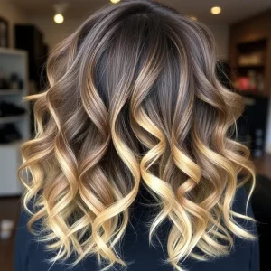 Bouncy Curls with Subtle Blonde Highlights
