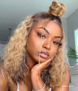 Short Braided Half Updo with Bangs
