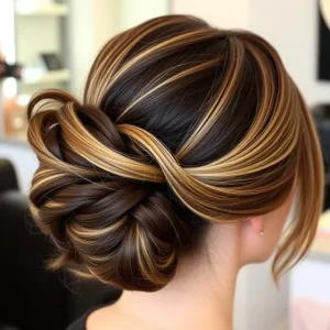 Low Bun Hairstyle with Golden Blends